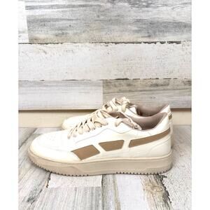 Saye Mens 11.5 Cream Brown M82 Hybrid Vegan Leather Chunky Platform Sneakers